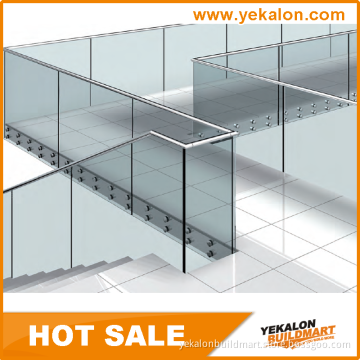 2016 Top Grade Ponit Fixed Stainless Steel Glass Railing with U-Shape Handrail